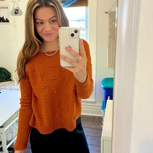 🩷LOVE BY DESIGN FALL ORANGE SCOOP NECK DOT DETAIL SWEATER SIZE XS EXTRA SMALL